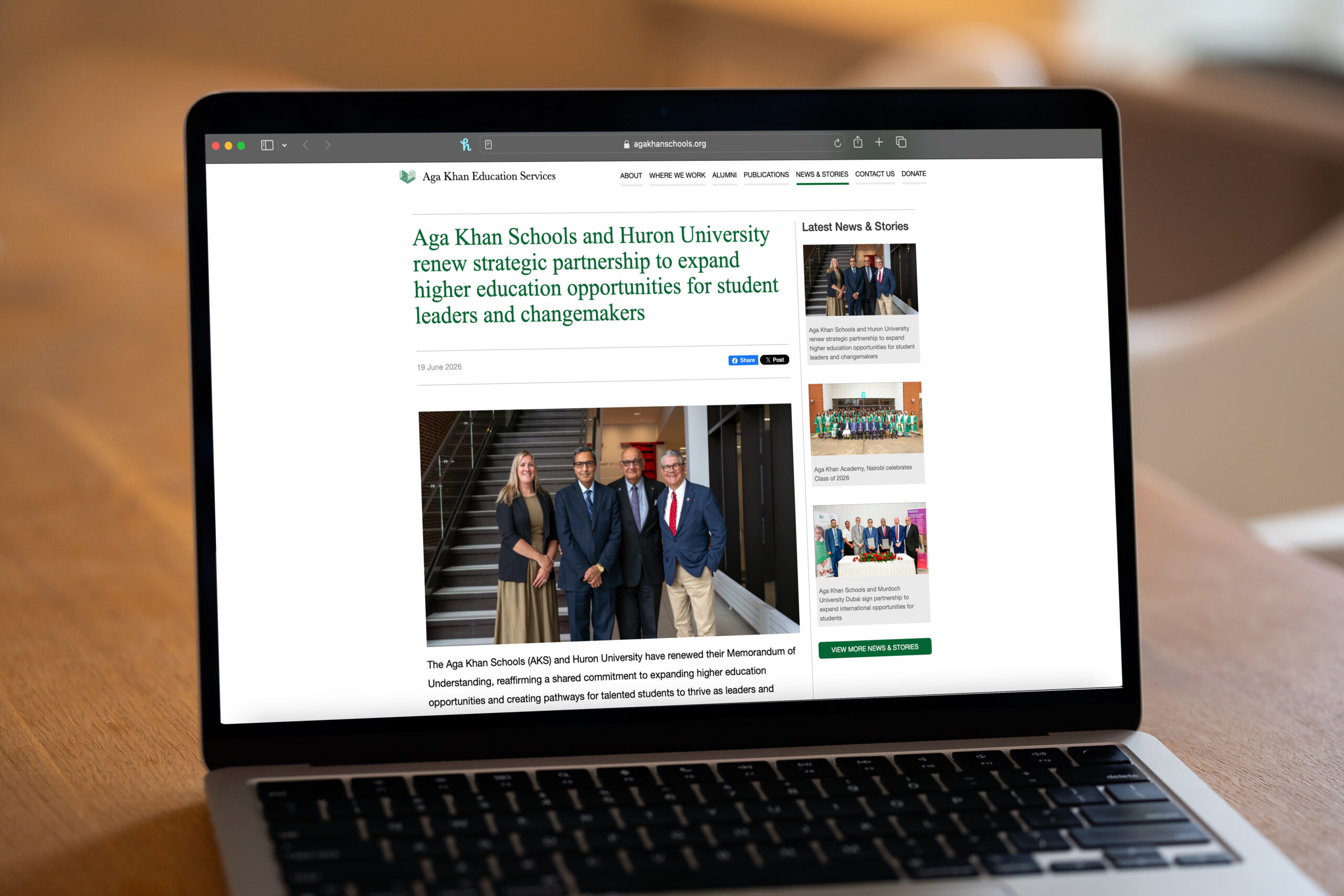 In the News: Huron University and Aga Khan Schools Renew Partnership
